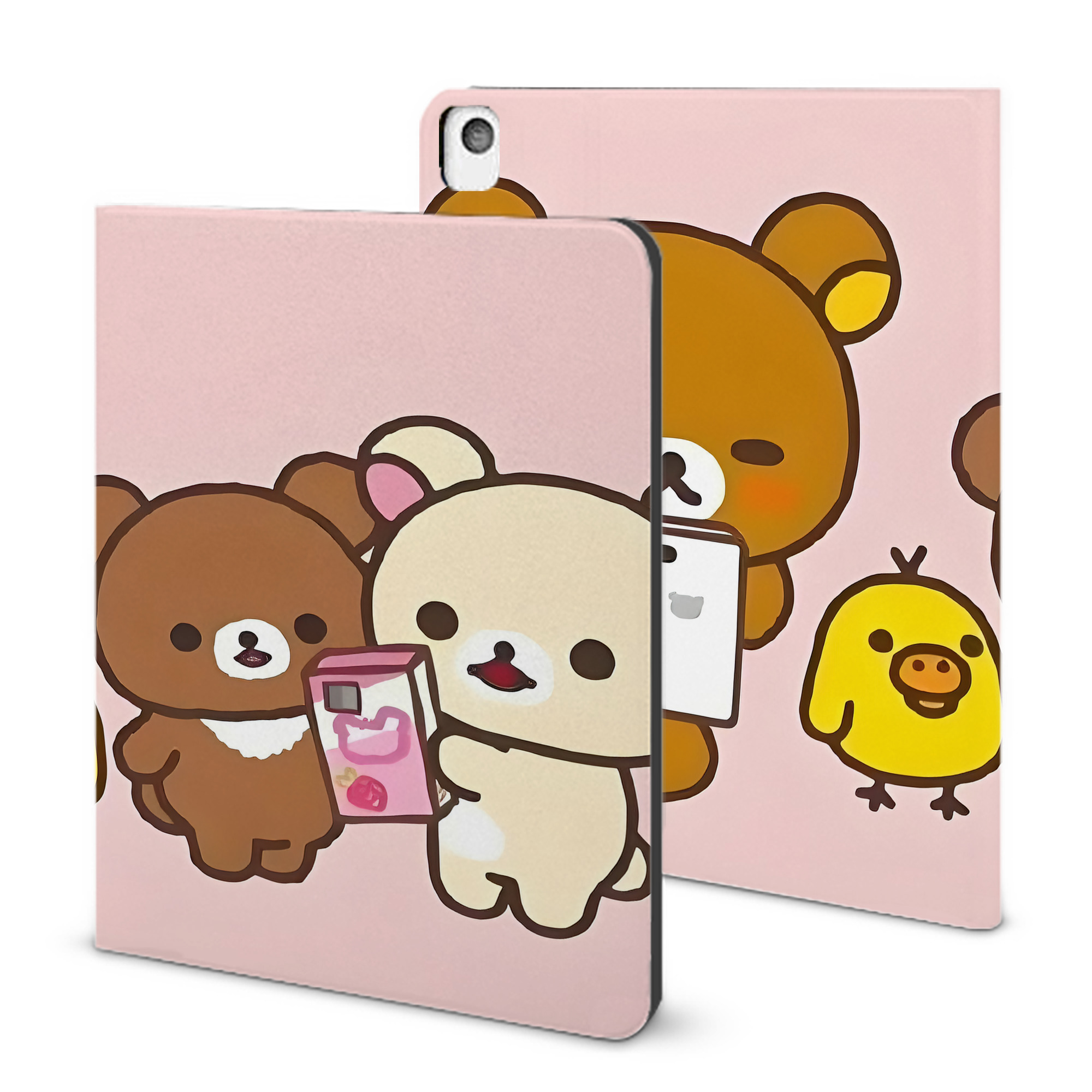 （画像用） リラックマ リラックマ キイロイトリ Rilakkuma Korilakkuma Kiiroitori IPadケース ペンホルダー付き ブックスタイルデザイン
